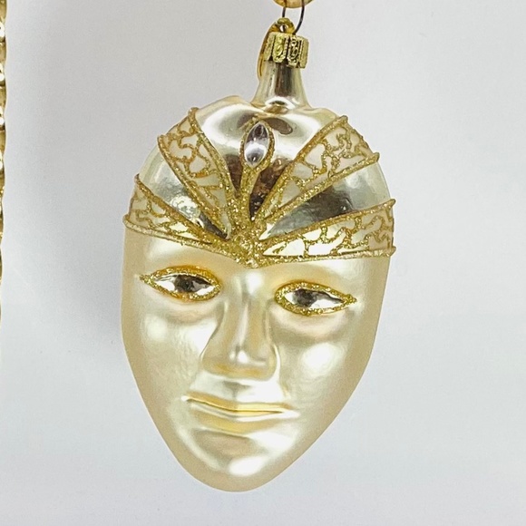 Juwel Vintage Gold Glitter Mask Mardi Gras Carnival Ornament - Picture 2 of 5